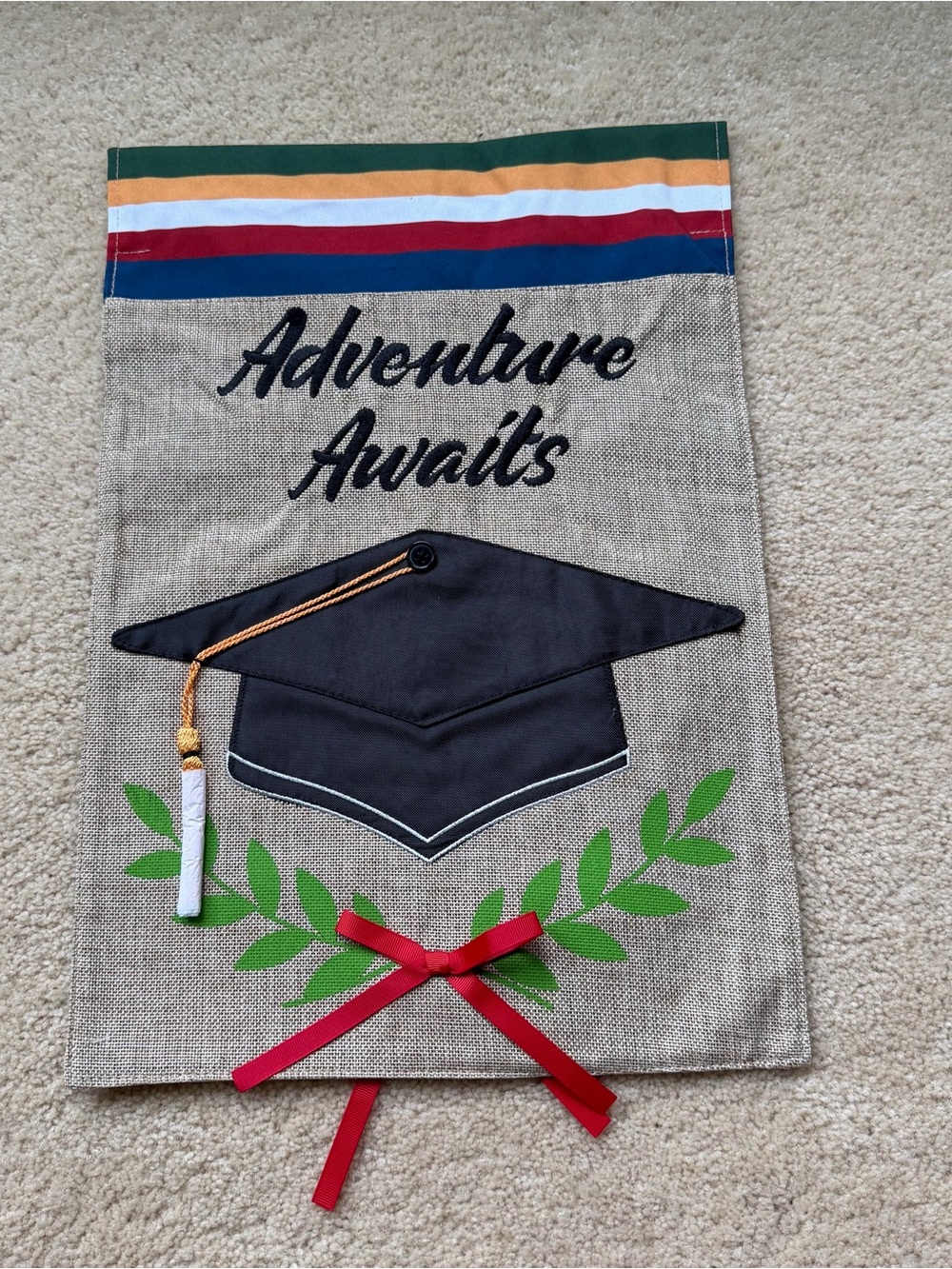 NWOT Double Sided Graduation “Adventure Awaits” Garden Flag 12”x18” - Flag Only